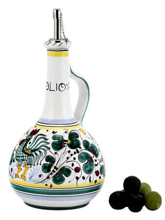 Green Rooster (Orvieto) Oil Or Vinegar Cruet and Stopper