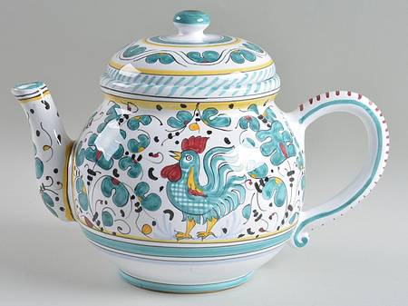 Green Rooster (Orvieto) Teapot & Lid
