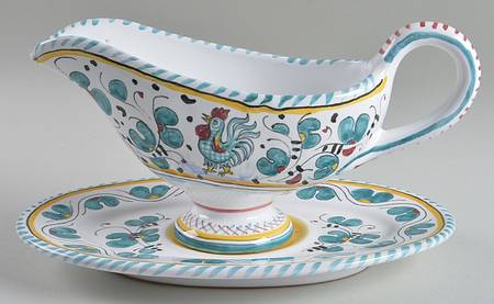 Green Rooster (Orvieto) Gravy Boat & Underplate