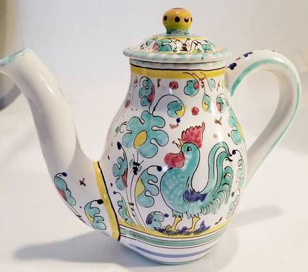 Green Rooster (Orvieto) Coffee Pot & Lid