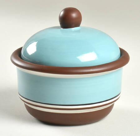 Stacking Stripe Teal Sugar Bowl & Lid