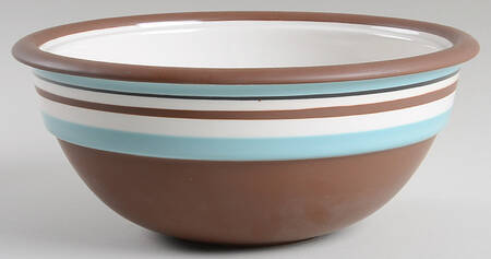 Stacking Stripe Teal 9" Round Vegetable Bowl