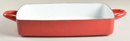Bistro Enamel Red 13" Metal Rectangular Baker