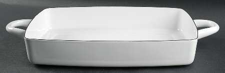 Bistro Enamel White 13" Metal Rectangular Baker