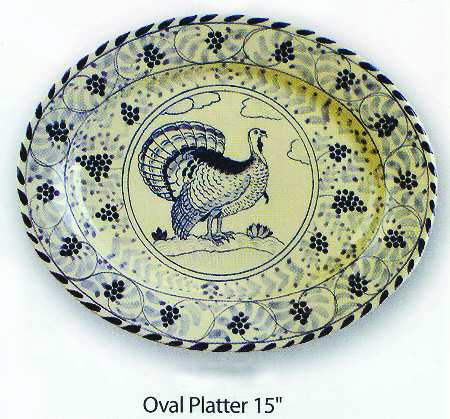 Grape & Floral 15" Oval Serving Platter