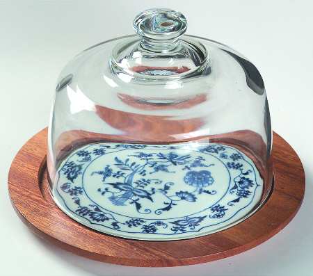 DOL1 Cheese Dish with Wood Base and Glass Dome