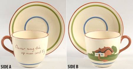 Torquay Devon Motto Ware Flat Cup & Saucer Set