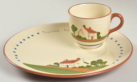Torquay Devon Motto Ware Snack Plate & Cup Set
