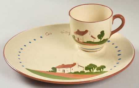 Torquay Devon Motto Ware Snack Plate & Cup Set