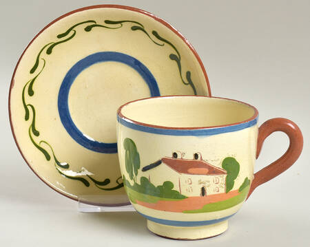 Torquay Devon Motto Ware Footed Cup & Saucer Set