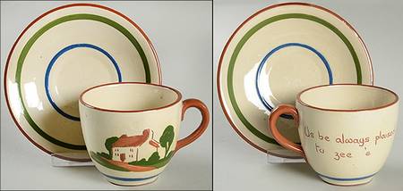 Torquay Devon Motto Ware Footed Cup & Saucer Set