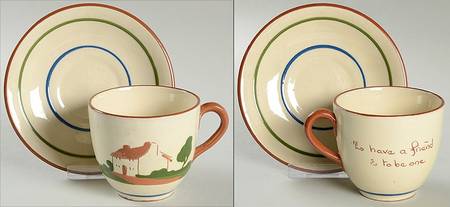 Torquay Devon Motto Ware Footed Cup & Saucer Set
