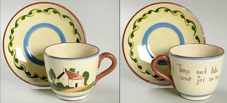 Torquay Devon Motto Ware Footed Cup & Saucer Set