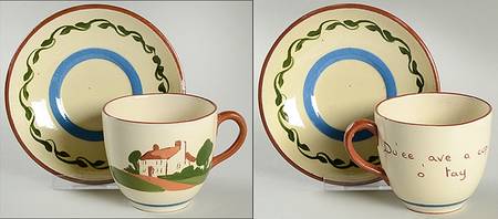 Torquay Devon Motto Ware Footed Cup & Saucer Set