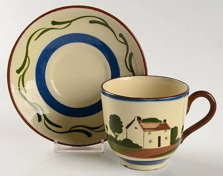 Torquay Devon Motto Ware Footed Cup & Saucer Set