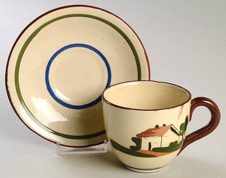 Torquay Devon Motto Ware Footed Cup & Saucer Set
