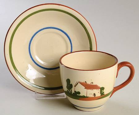 Torquay Devon Motto Ware Footed Cup & Saucer Set