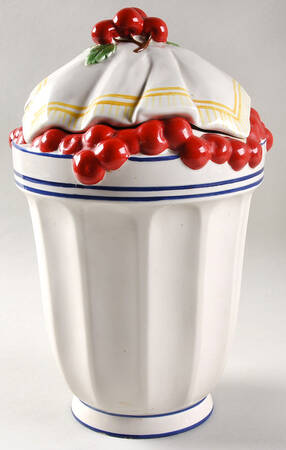Life Is Just a Bowl of Cherries Figural Cookie Jar & Lid