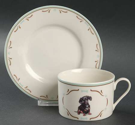 Dachshund Flat Cup & Saucer Set by Danbury Mint