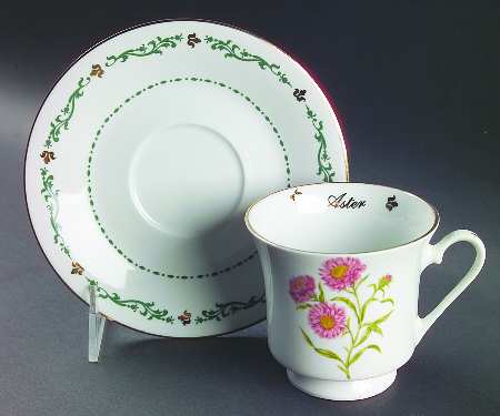 Flowers of the Month Footed Cup & Saucer Set