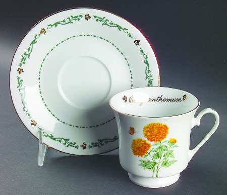 Flowers of the Month Footed Cup & Saucer Set