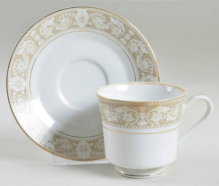 Damask Footed Cup & Saucer Set