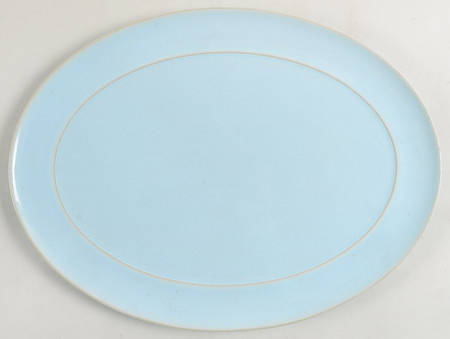 Blue Linen 14" Oval Serving Platter