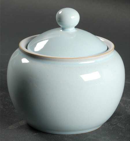 Blue Linen Sugar Bowl & Lid