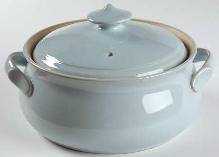 Blue Linen Round Covered Vegetable