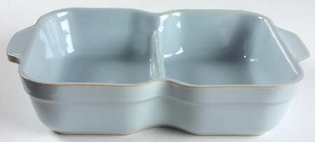Blue Linen Rectangular Divided Vegetable Bowl