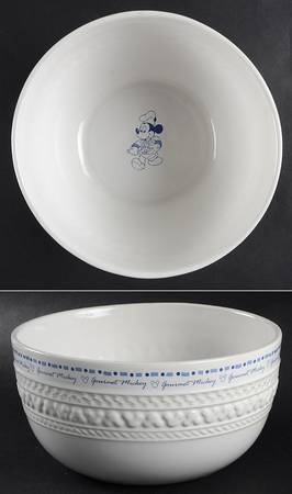 Gourmet Mickey (Blue Embossed) 8" Round Vegetable Bowl