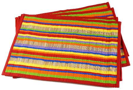 Caribe Antigua Stripe Bamboo & Cotton Rectangular Placemat - Set of 4