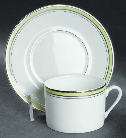 Excellence Anis Green Flat Cup & Saucer Set