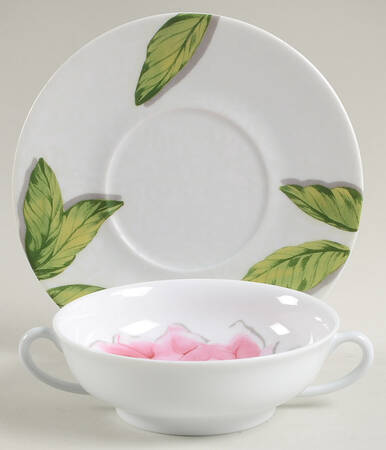 Les Pivoines Flat Cream Soup Bowl & Saucer Set