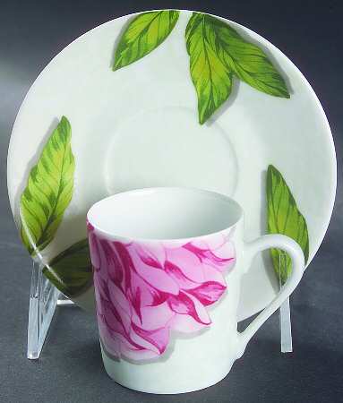 Les Pivoines Flat Demitasse Cup & Saucer Set