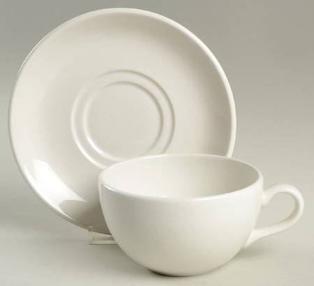 Classic White Flat Cup & Saucer Set
