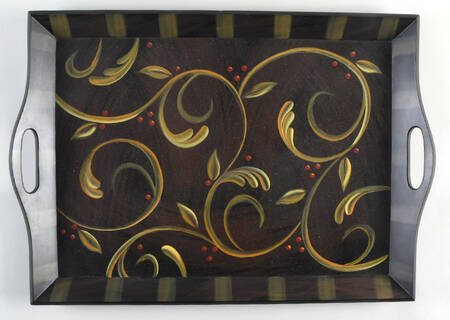 Chocolate Berries 20" Rectangular Wood Tray