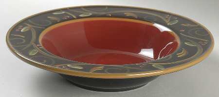 Chocolate Berries Large Rim Soup Bowl