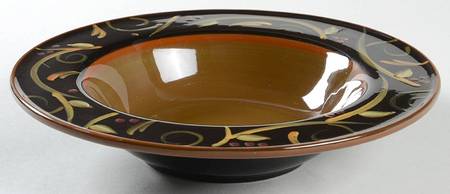 Chocolate Berries Large Rim Soup Bowl