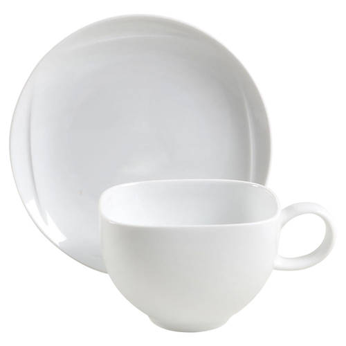 Arena (White) Flat Cup & Saucer Set