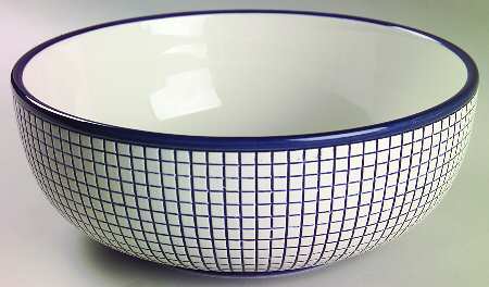 Gridworks Blue (Grid Only Rim) 9" Salad Serving Bowl