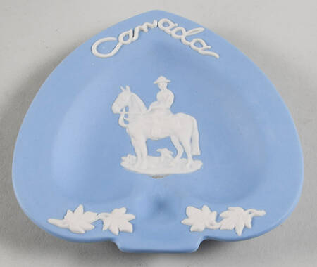 Jasper Ware Cream on Blue Small Heart Shape Ashtray