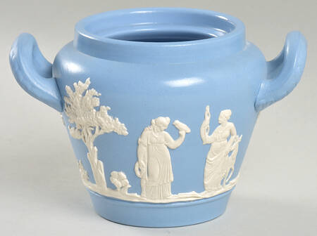 Jasper Ware Cream on Blue Sugar Bowl No Lid