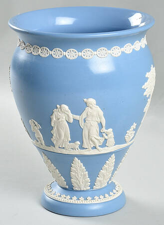 Jasper Ware Cream on Blue 8" Vase