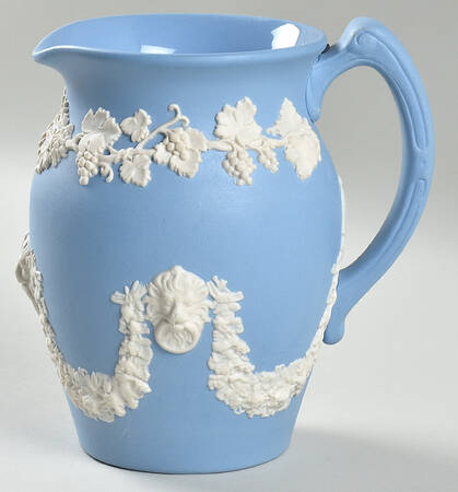 Jasper Ware Cream on Blue 18 Oz Jug