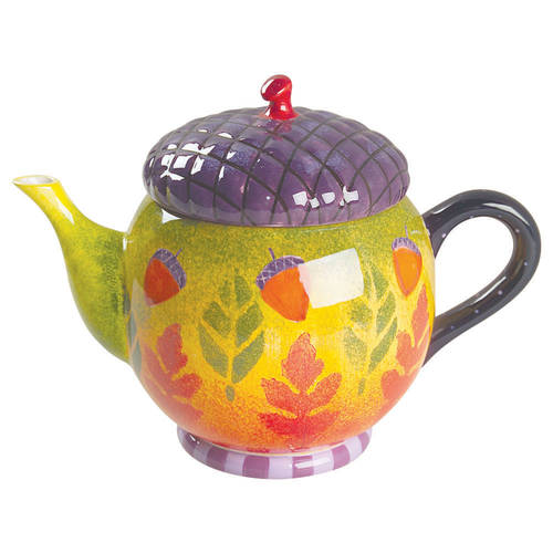 Fall Figural Teapot & Lid
