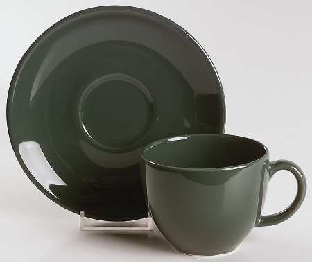 Dan39 (Dark Hunter Green) Flat Cup & Saucer Set
