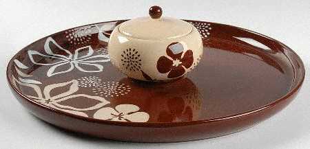 Exotic 3 Pc Chip/Dip Set (Chip Base & Dip Bowl W/Lid) by David Tutera