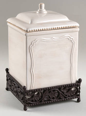 St. Remy Bleached Sand Large Canister W/Metal Base