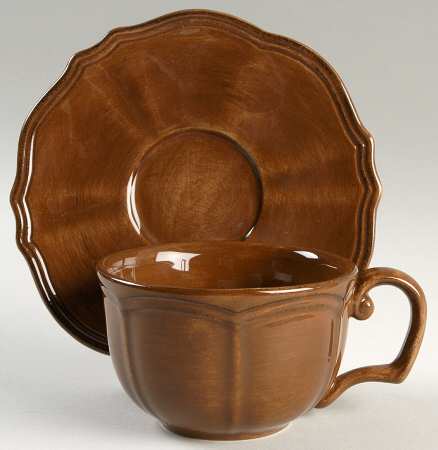 St. Remy Brown Flat Cup & Saucer Set